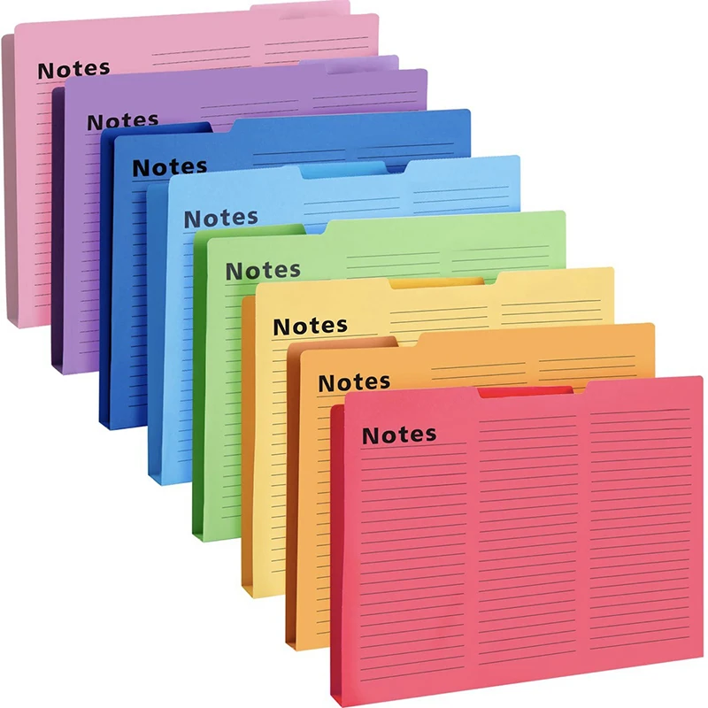 16PCS Colored Tab File Folders Letter Size Lined File Folders 1/3 Cut Tab File Folders 11.5 X 9.6 Inch File Folders With Tabs