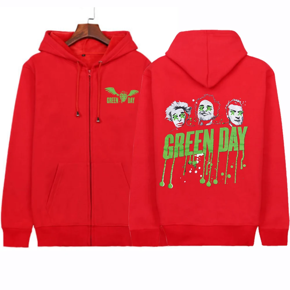 Hot Green Day Saviors Band  2024 Tour Zipper Hoodie Harajuku Hip Hop Pullover Tops Sweatshirt Streetwear