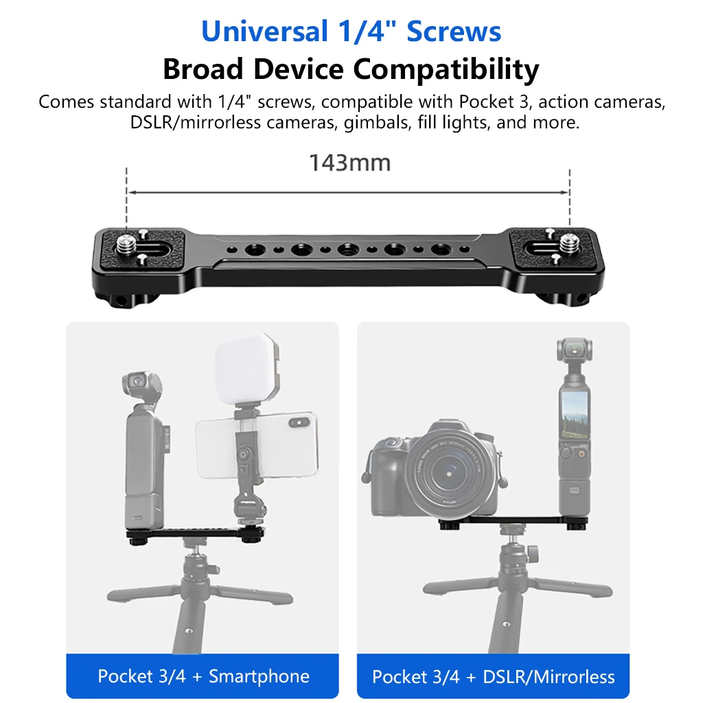 Universelle Action-Kamera-Verlängerungsstange Videohalterung mit 1/4-Zoll-Schraube für DJI Pocket 4 Mikrofon-Licht-Halter Videoaufnahme-Zubehör – Detail 3