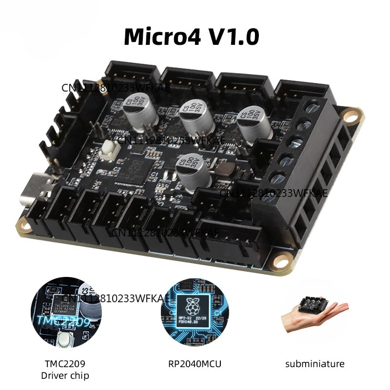 Mellow Fly Micro 4 V1.0 Board HV 4 Axis 32Bit Raspberry Pi RP2040 For Uart TMC2209 3D Printer, Klipper Canbus Voron V0.1 Ender3
