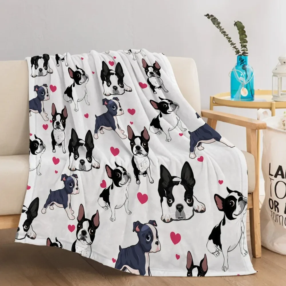 Funny Pug Dog Blanket Cute Pug Dog with Erect Ears Design Flannel Throw Blankets Soft Blanket for Bed Couch Sofa Chair