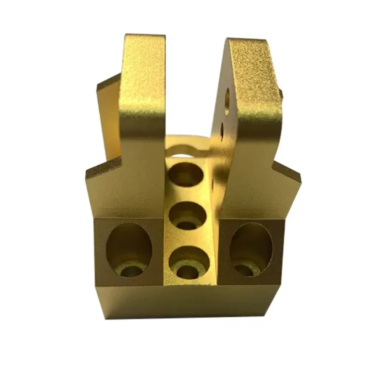 

Gold anodized aluminum alloy custom CNC machined mounting components, mechanical fixing brackets, porous connection seats