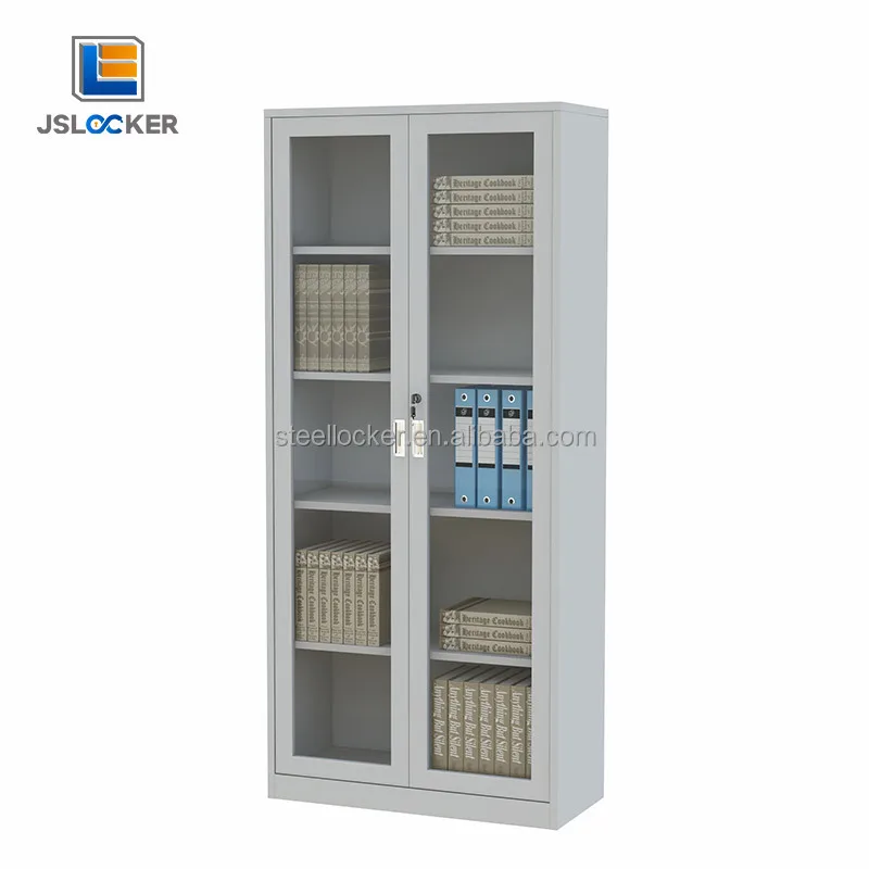 현대식 파일 캐비닛 유리 도어 철제 파일 캐비닛 금속 사무실 파일 보관함