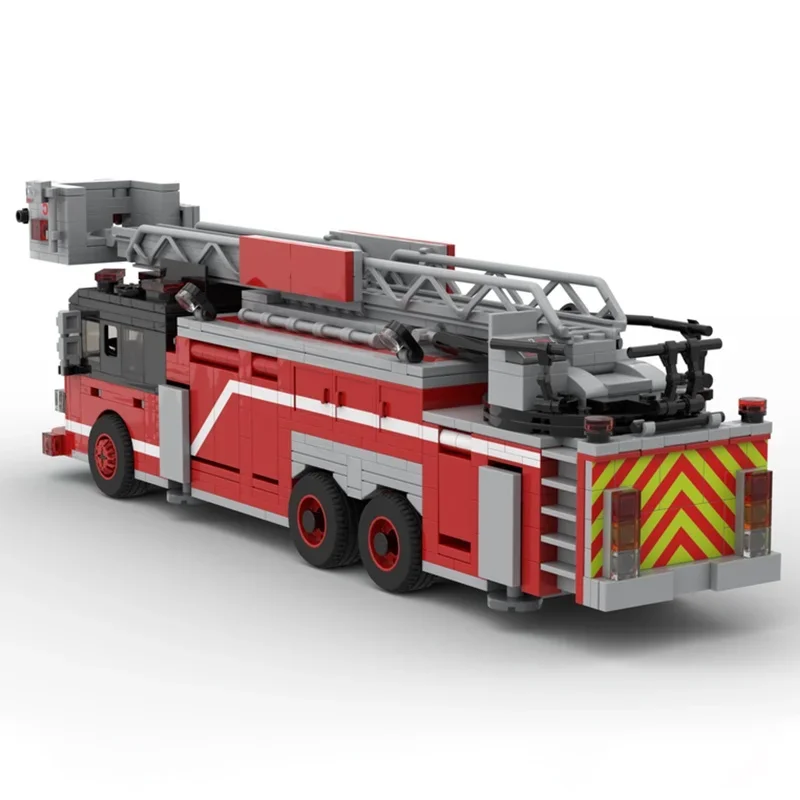 957 Stück MOC Turmleiter Feuerwehrauto Chicago City Fireed Modell Bausteine Weihnachtsgeschenk Architektur DIY Spielzeugidee Ziegel Kinder