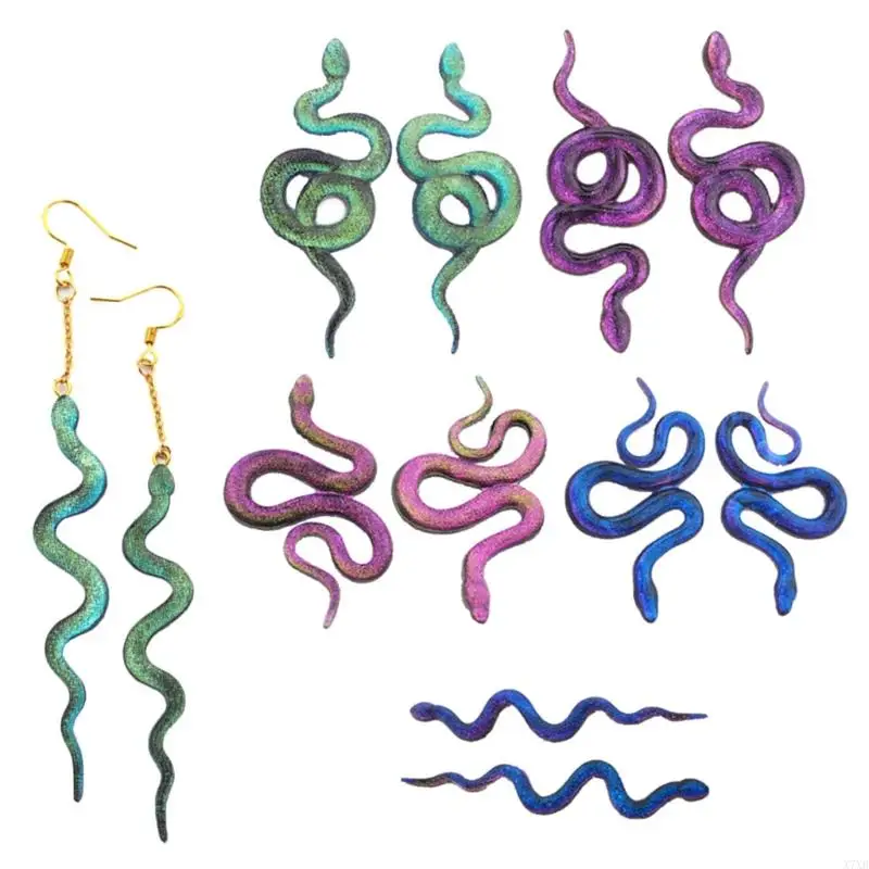 X7XB Shiny Glossy Snake Earrings Silicone Molds for Women Girl DIY Craft Tool