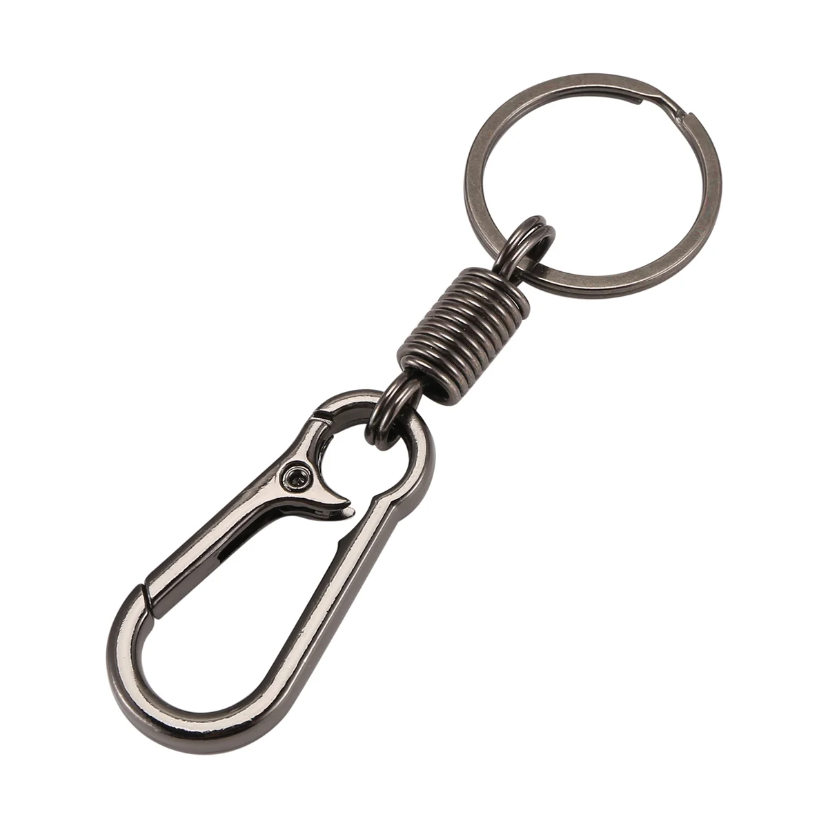 Llavero con mosquetón resistente, llavero pulido, llavero con resorte, llavero de cintura de negocios, negro A002