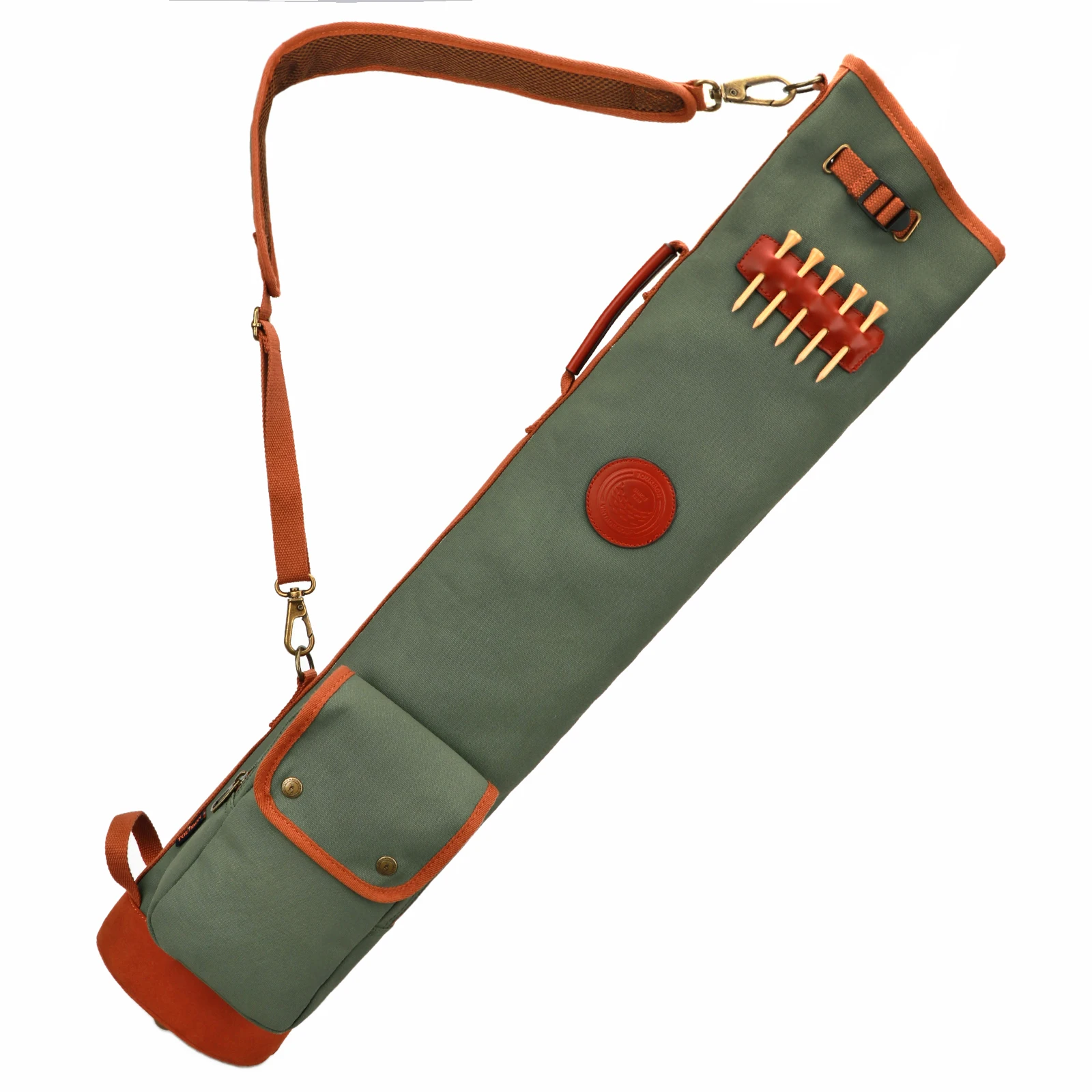Tourbon Outdoor Vintage Golf Sunday Bag Clubs Carrier Pencil Style Waxed Canvas Fleece Padded Cover Driving Range Case 90CM
