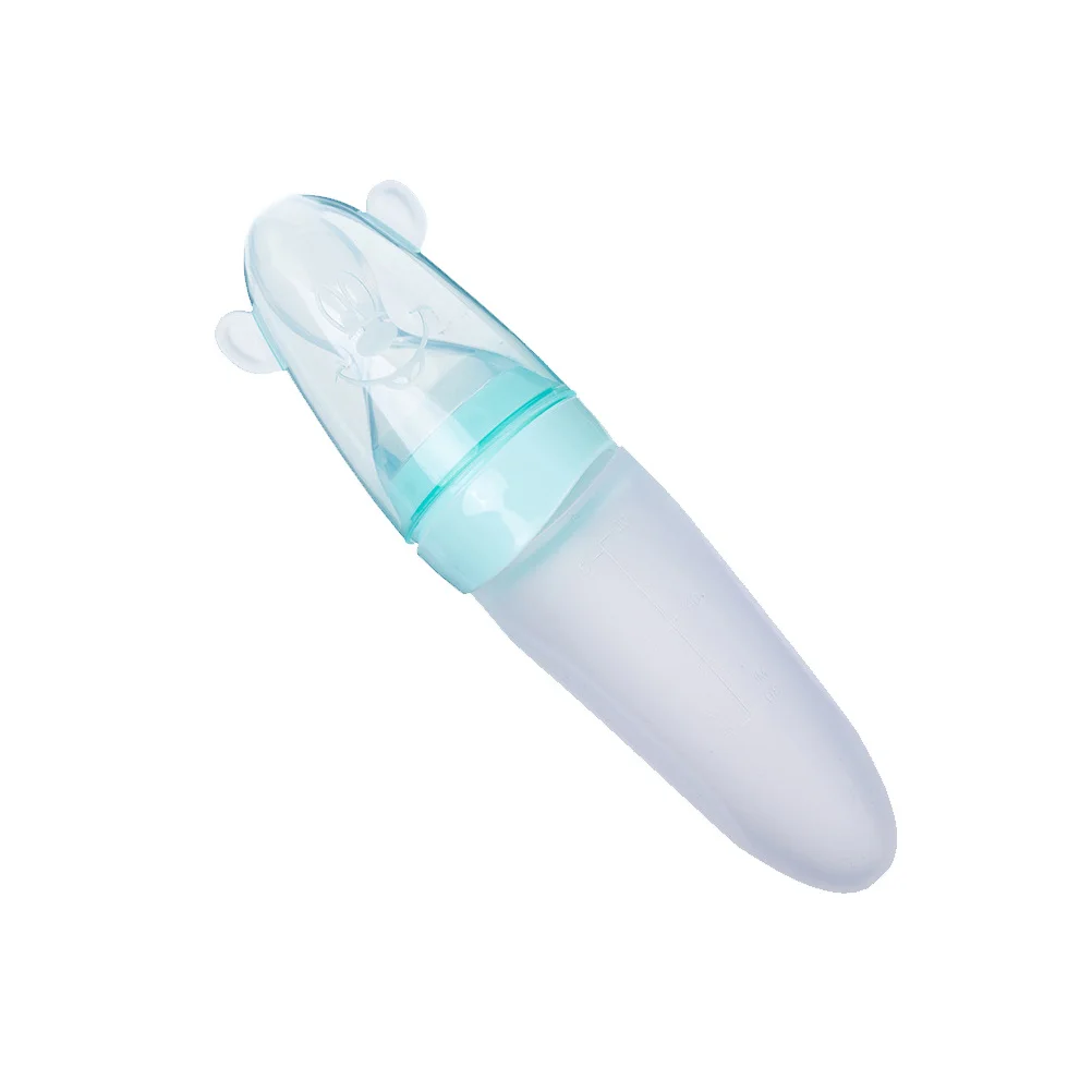 زجاجات تغذية الرضع، عصارة سيليكون، مادة من الدرجة الأولى، آمنة ومتينة وسهلة التغذية، الحبوب النقية، مكمل غذائي للأطفال باللون الأخضر