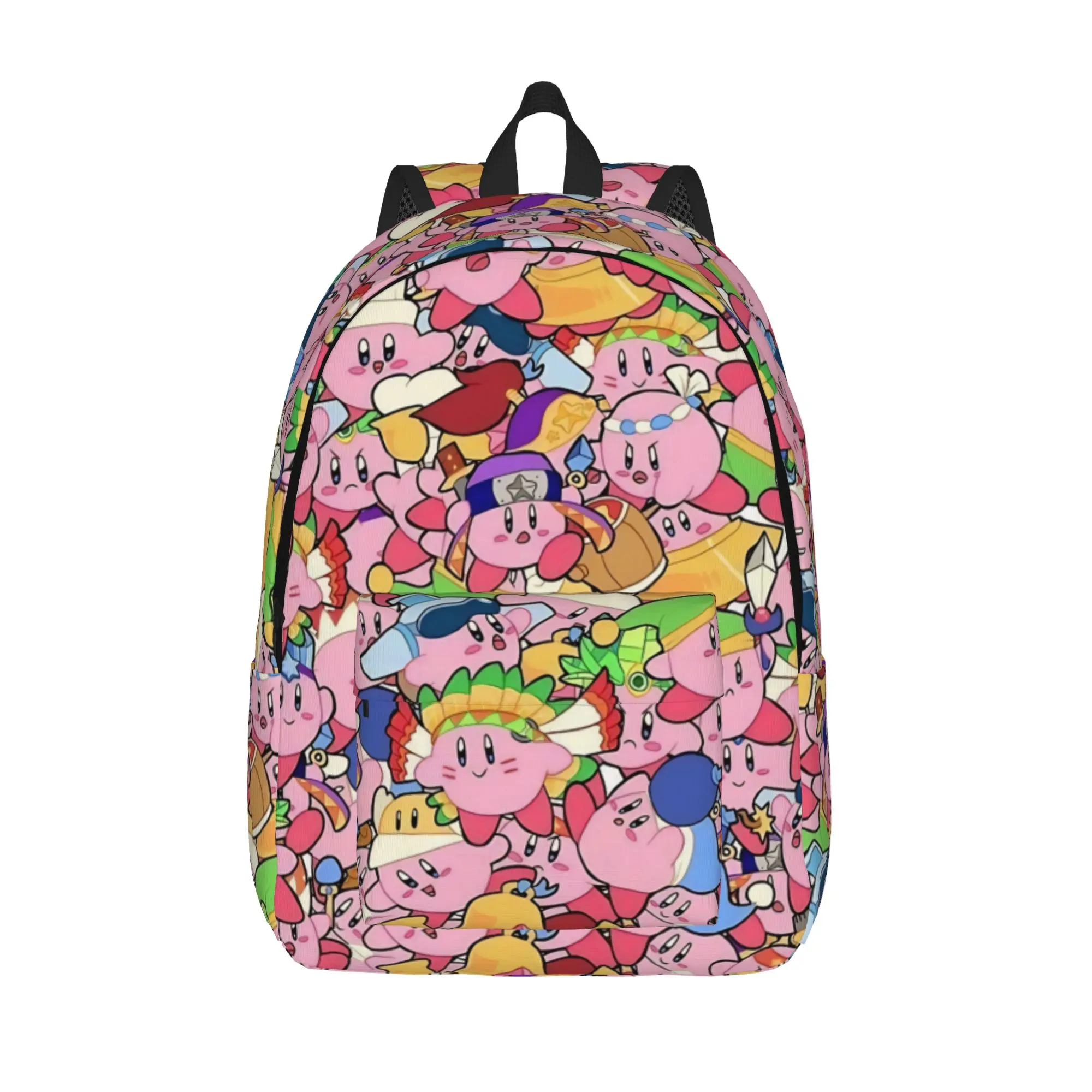 

pink kirbys funny game Backpack for Men Women Casual Student Work Daypack Laptop Canvas Bags Gift