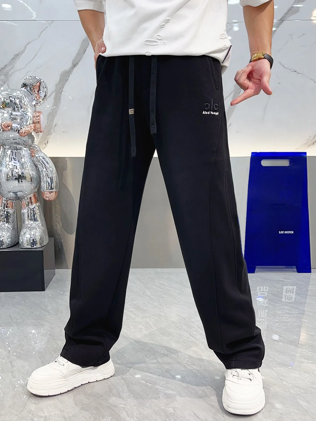 

New 2025 Men's Straight Leg Casual Pants Letter Embroidery Loose Fit Versatile Daily Wear Long Trousers Faionable Autumn Cargo