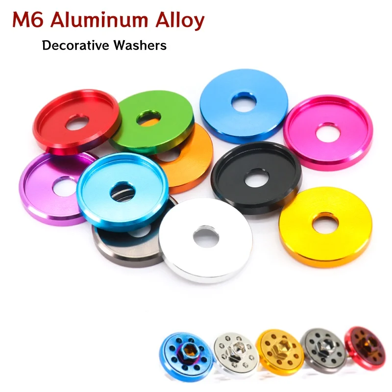 M6 Aluminum Alloy Washers/gasket For Diy Bike Motorcycle Car Decorative Washers Large Size/multi Color