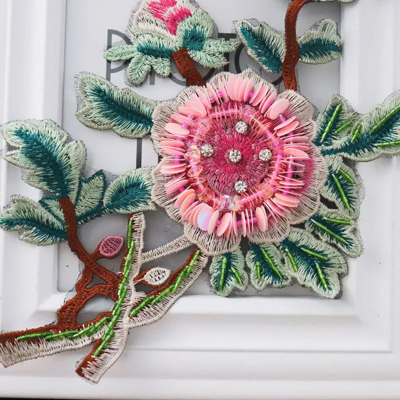 

Цветочная нашивка с блестками и блестками, аппликации, нашивки для украшения одежды, parches bordados para ropa