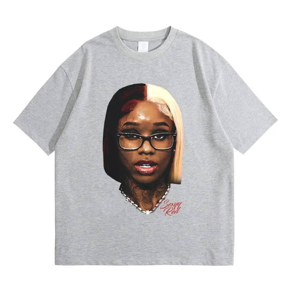 Rapper Sexyy Red Nicki Minaj Face Graphic Print T-shirt Men Women Hip Hop Casual Oversized Tshirt Male Fashion Trend Streetwear