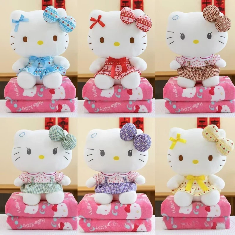 

Kawaii Sanrio Hello Kitty, декор комнаты, плюшевая подушка, одеяло, аниме, мультяшная плюшевая кукла, игрушка, диван, автомобильная подушка, одеяло для сна, подарки