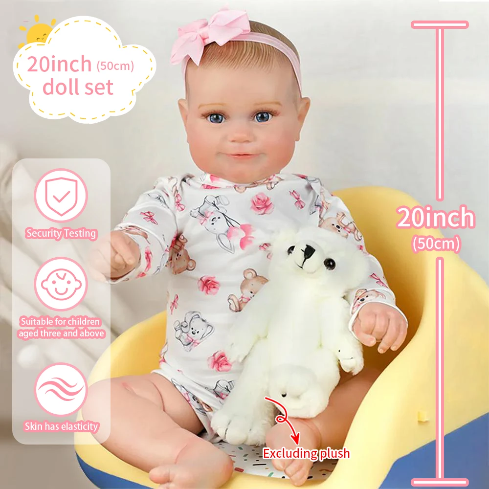 50 سنتيمتر مادي بيبي تولد من جديد دمية رسمت الوليد الطفل دمية Poseable نابض بالحياة رسمت الشعر لمسة ناعمة عالية الجودة دمية هدية لفتاة