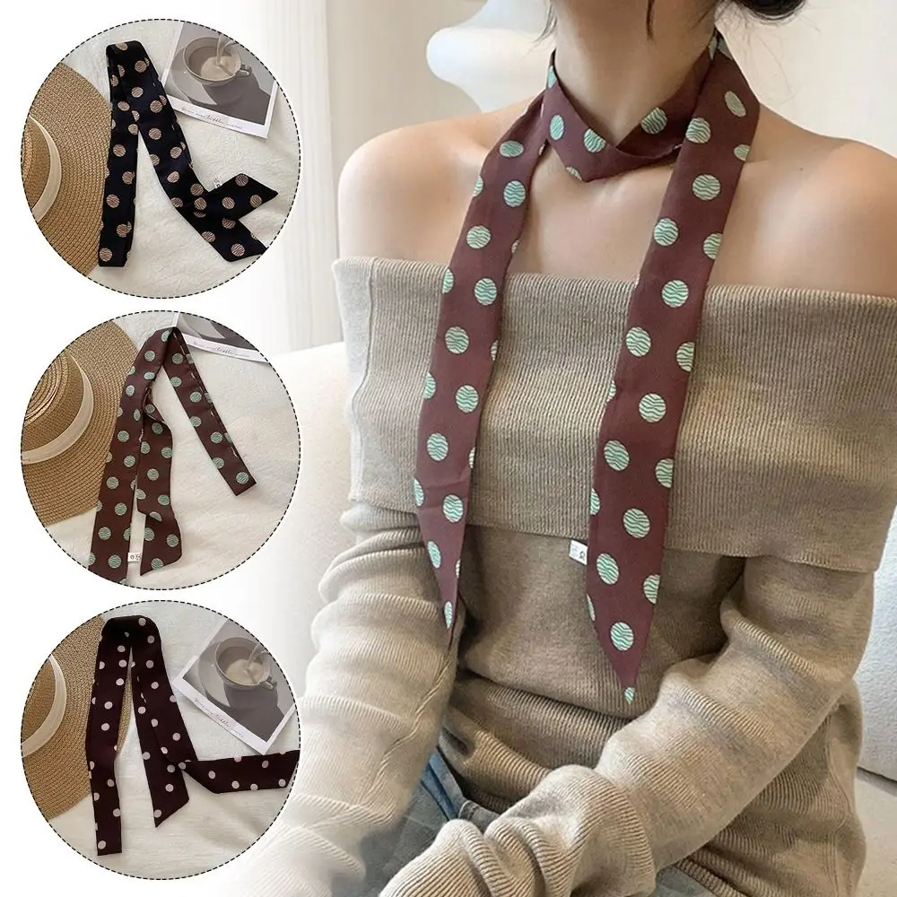 

Fashion Korean Long Silk Scarf Summer Versatile Hair Band Y2k Thin and Narrow Bags Handle Decor For Women