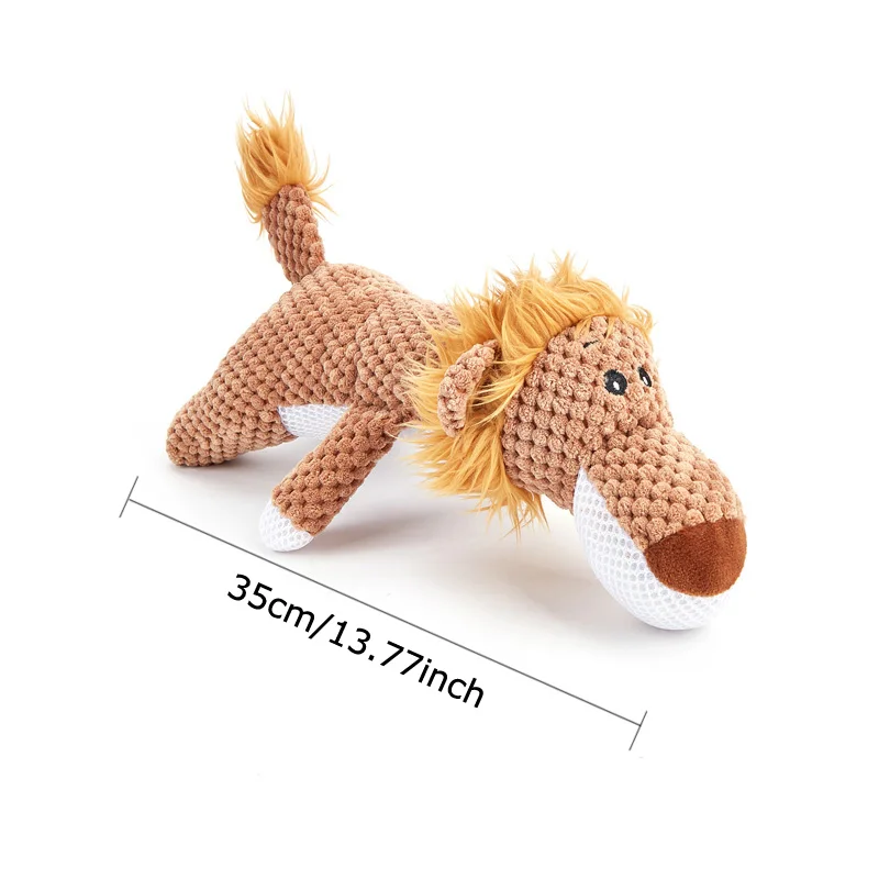 Cartoon Elephant Wolf Lion Shaped Dog Plush Chew Toys for Small Large Pets Squeaky Interactive Teeth Grinding Toy Accessories