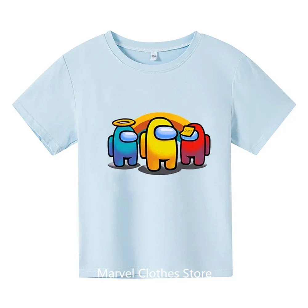 Boys Girls Cartoon T-shirts Kids Among Us Print Video Game T Shirt for Boys Children Summer Short Sleeve T-shirt Tops Clothing