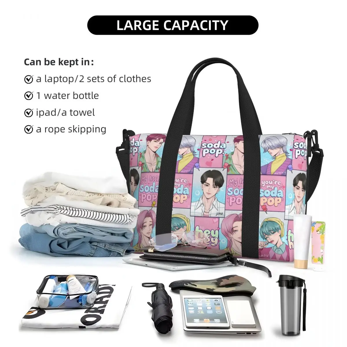 Bolso de mano personalizado Kpop Hunter Demons para mujer, bolsas de viaje de gran capacidad Saja Boys Beach Gym
