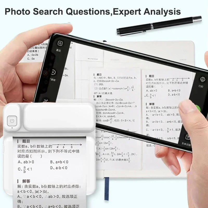 Mini Sticker Printer Portable Thermal Bluetooth Printer Inkless Pocket Printer for Notes Photos Label Memo Wrong Question Print