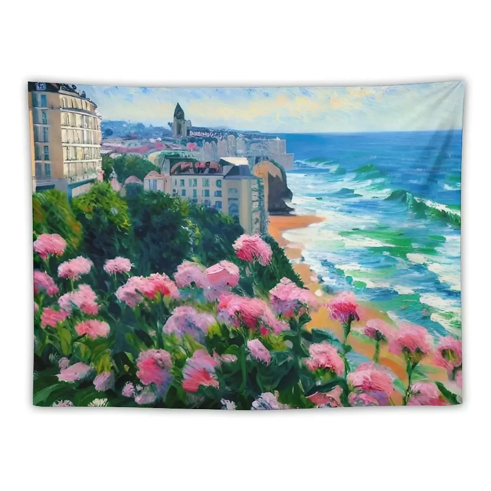 Biarritz Baskeland France Oil Painting Tapestry Room Decore Aesthetic Home Decoration Japanese Room Decor Tapestry