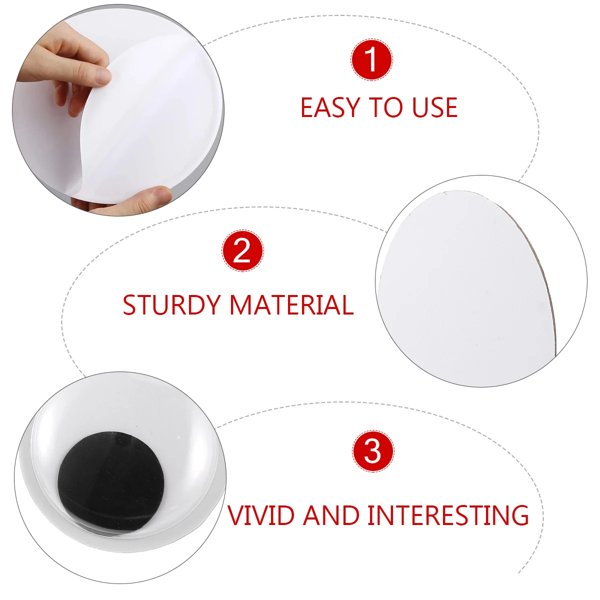 

6pcs Black White Googly Eyes Self-Adhesive Craft Eyes for Kids Christmas Decorations Plastic Accessories
