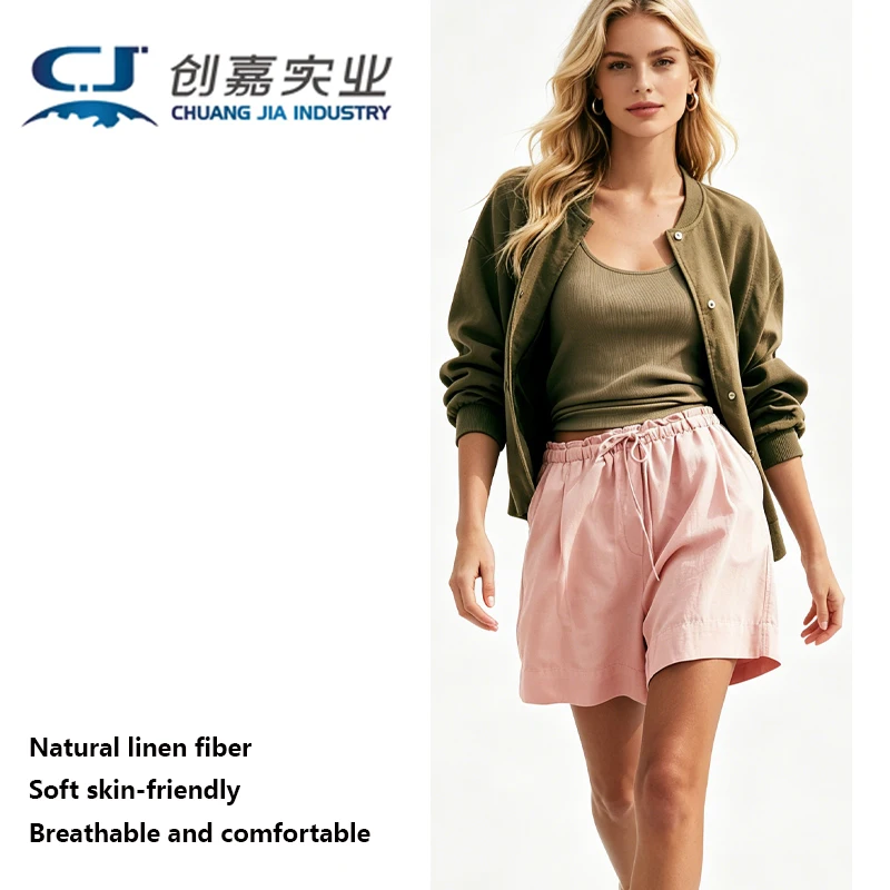 

High Quality Linen Shorts for Women Pink Lace-up Outdoor Travel Spring Summer Pants Casual Jogging Cool Waken Sweat Clothing