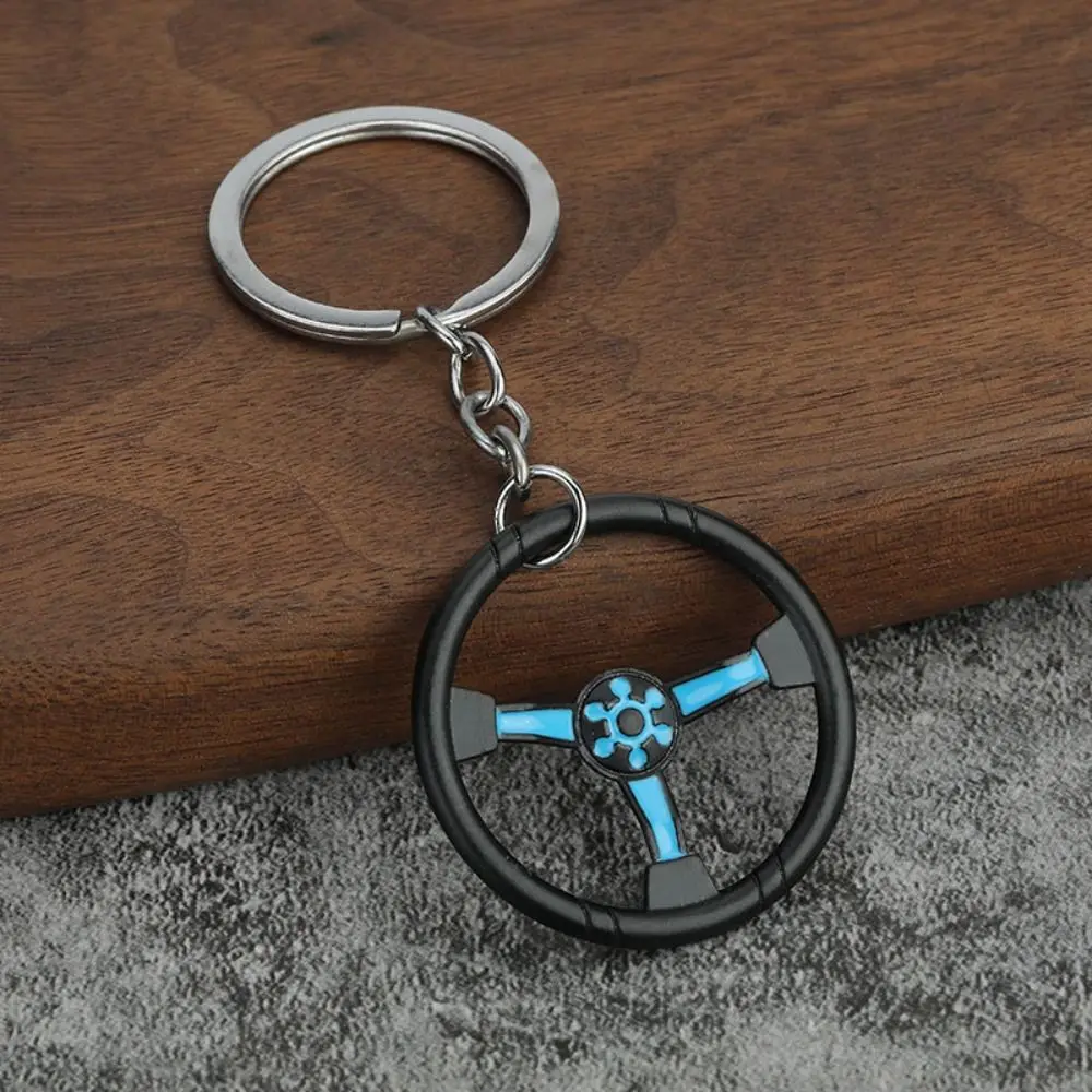 Auto Steering Wheel Steering Wheel Keychain Metal Material Pendant Style Racing Car Keychain Mini Size Bag Pendant Gift Giving