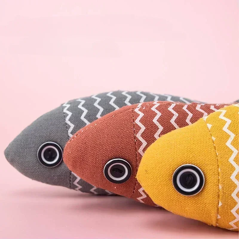 Soft Cat Fish Toy Simulation Interactivewith Catnip Linen Style Throwing Pillow Pet Bite Sound Cleaning Cat Pet Supplies