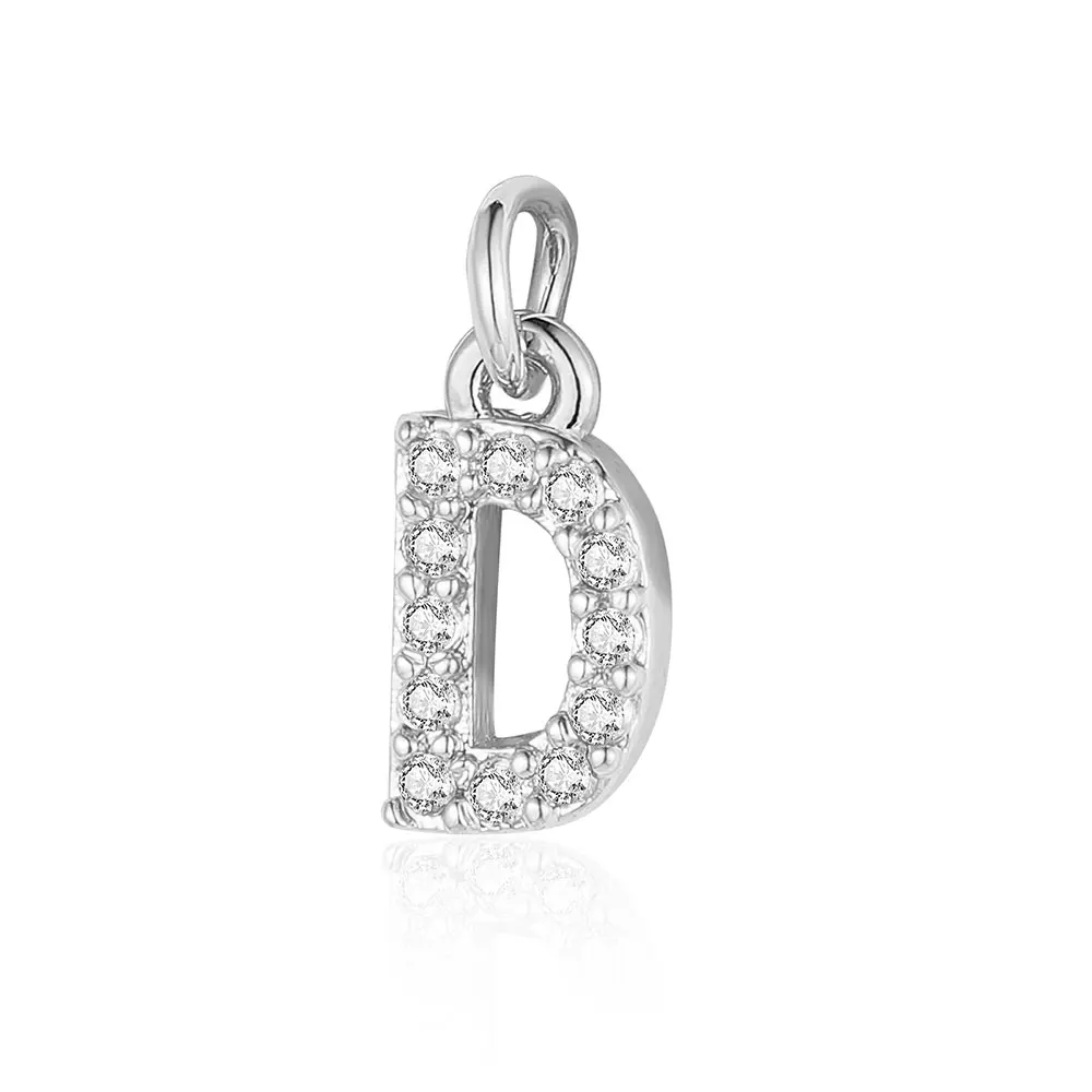 3pcs/Lot Initial Name Alphabet Copper Cubic Zirconia Charm Wholesale Women Letter Pendant For Bracelet Necklace Earring Making