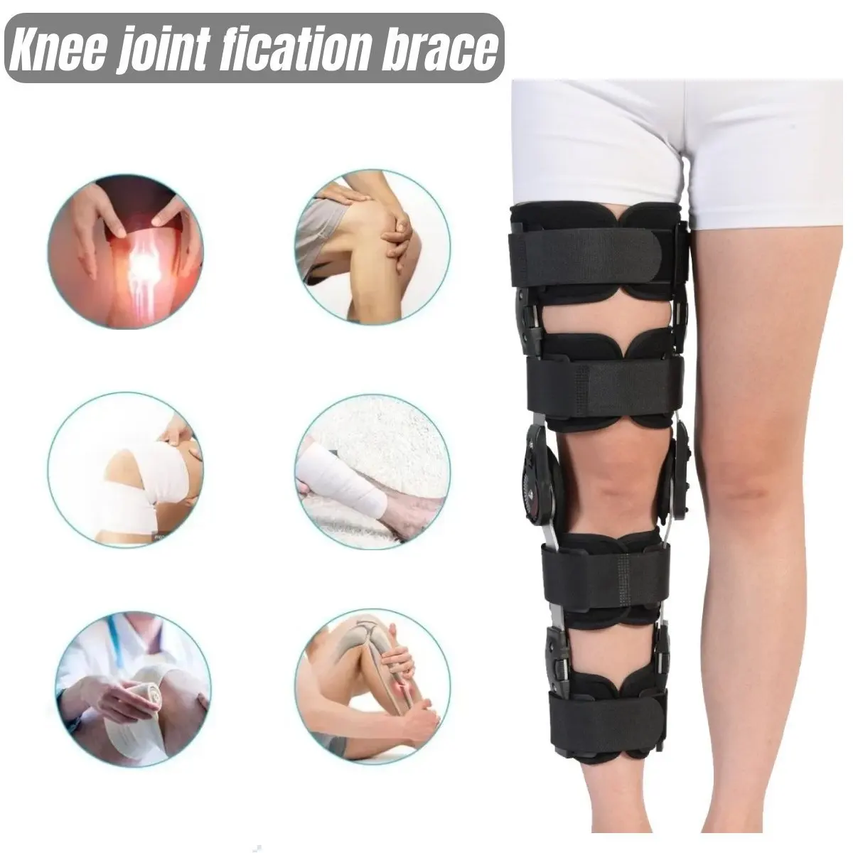 1PC Hinged Knee Brace Leg Support Fixed Orthosis Stabilizer for ACL MCL PCL Ligament Injury, Orthopedic Support Rehab Stabilizer