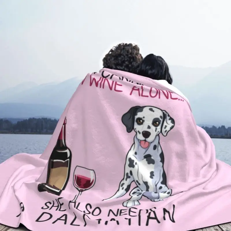 Dalmatian And Wine Funny Dog Sofa Fleece Throw Blanket Warm Flannel Pet Puppy Lover Blankets for Bedding Office Sofa Bedspreads