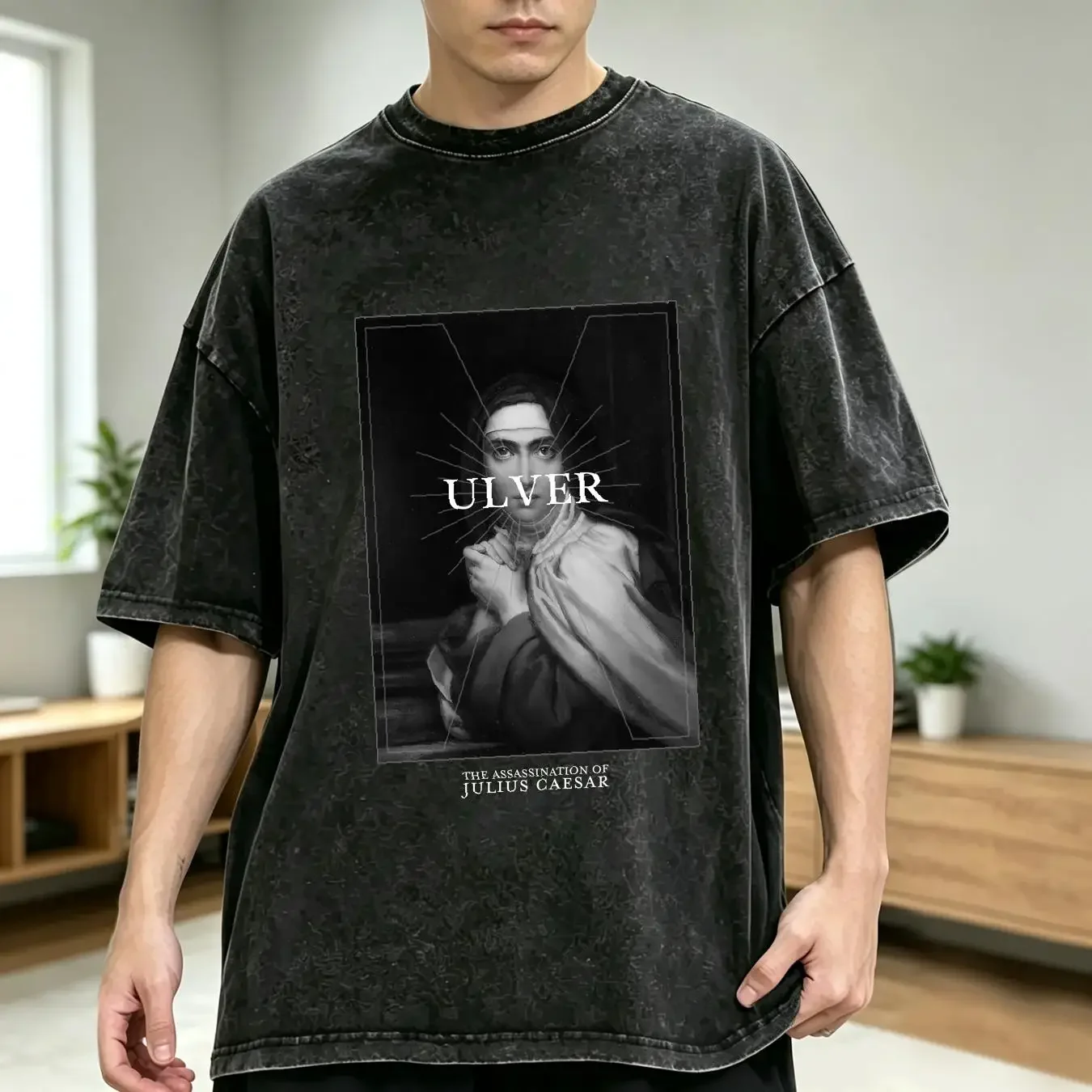 washed T Shirt Ulver 'Teresa Of Avila' Black NEW OFFICIAL vintage Washed streetwear Breathable Soft Casual Stylish homme