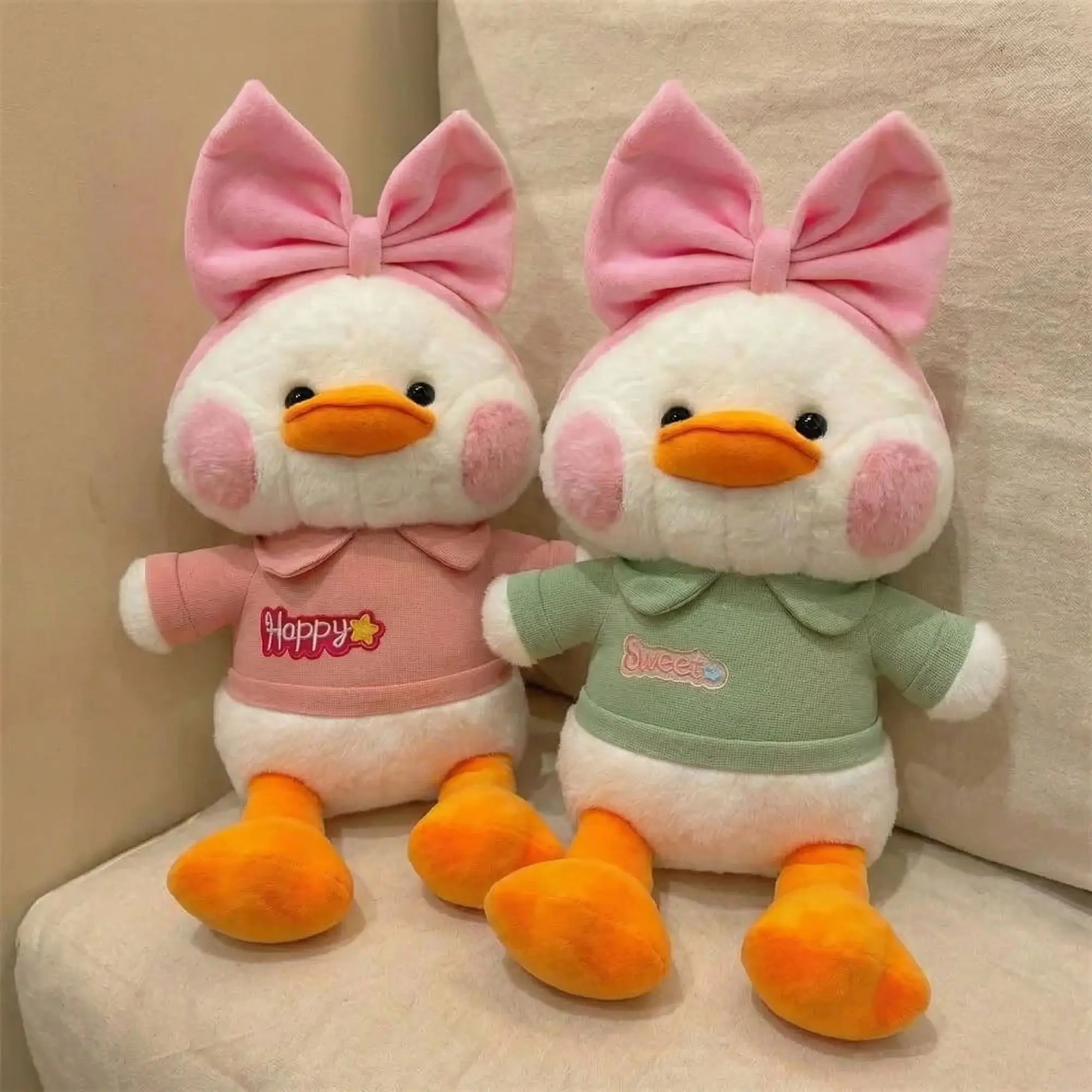 Lindo Peluche de Pato Vestido de Rosa, Almohada para Dormir para Niñas, Animal de Peluche Suave, Muñeca Reconfortante, Compañera para la Hora de Acostarse para Niñas