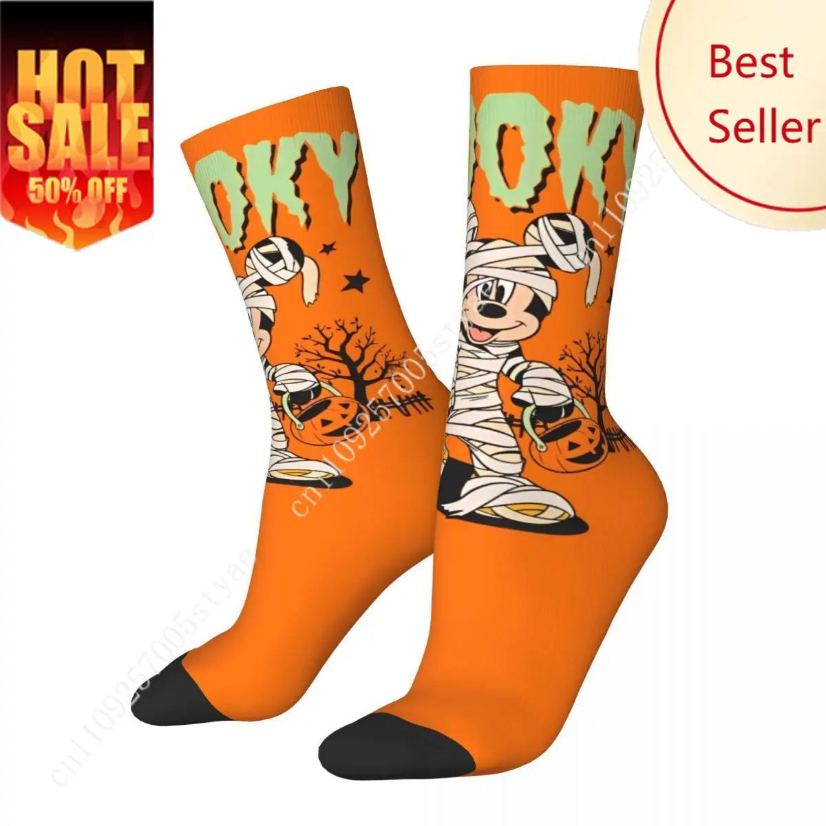 

Spooky Mickey Disney Halloween Socks for Women Cute Fashion Socks Novelty Merch Middle Tube Socks Best Gift Idea