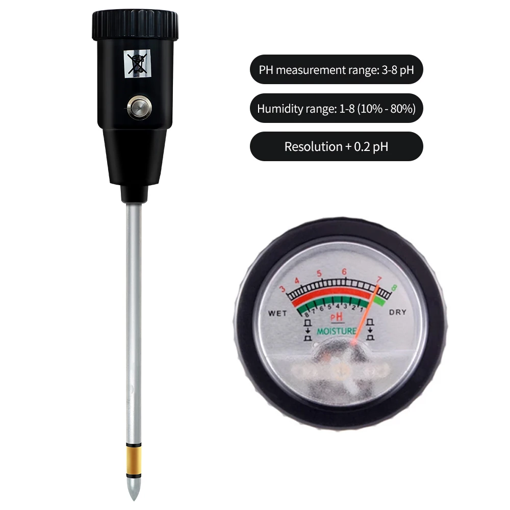 2 in 1 Handheld Soil PH Tester PH & Moisture Meter For Garden With 295mm/160mm Long Metal Probe Waterproof Soil Tester Kit Tools