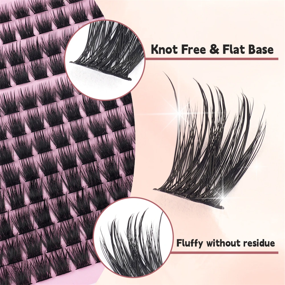 144 clusters de cílios postiços naturais - cachos C, comprimento misto 8-16 mm, adequados para dramatização e uso diário conjuntos de cílios