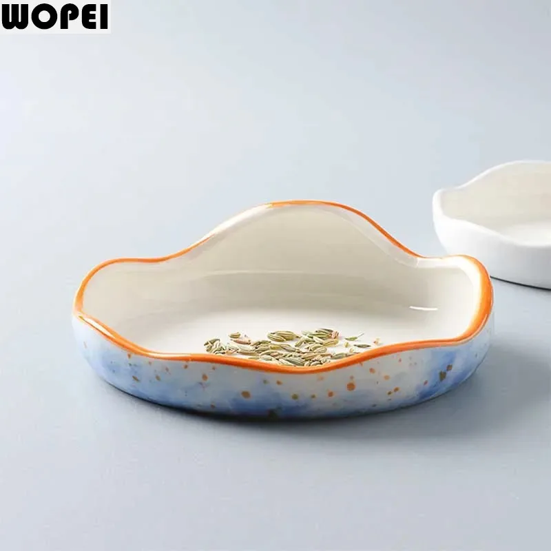 Irregular Porcelain Plate Creative Snack Dessert Plate Sushi Plate Pasta Plates Decorative Plates Molecular Cuisine Tableware