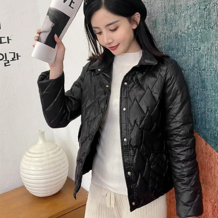 

Белая женская утепленная куртка-пуховик Slim Fit с воротником-стойкой, легкая, стеганая, в корейском стиле, осенне-зимняя новинка