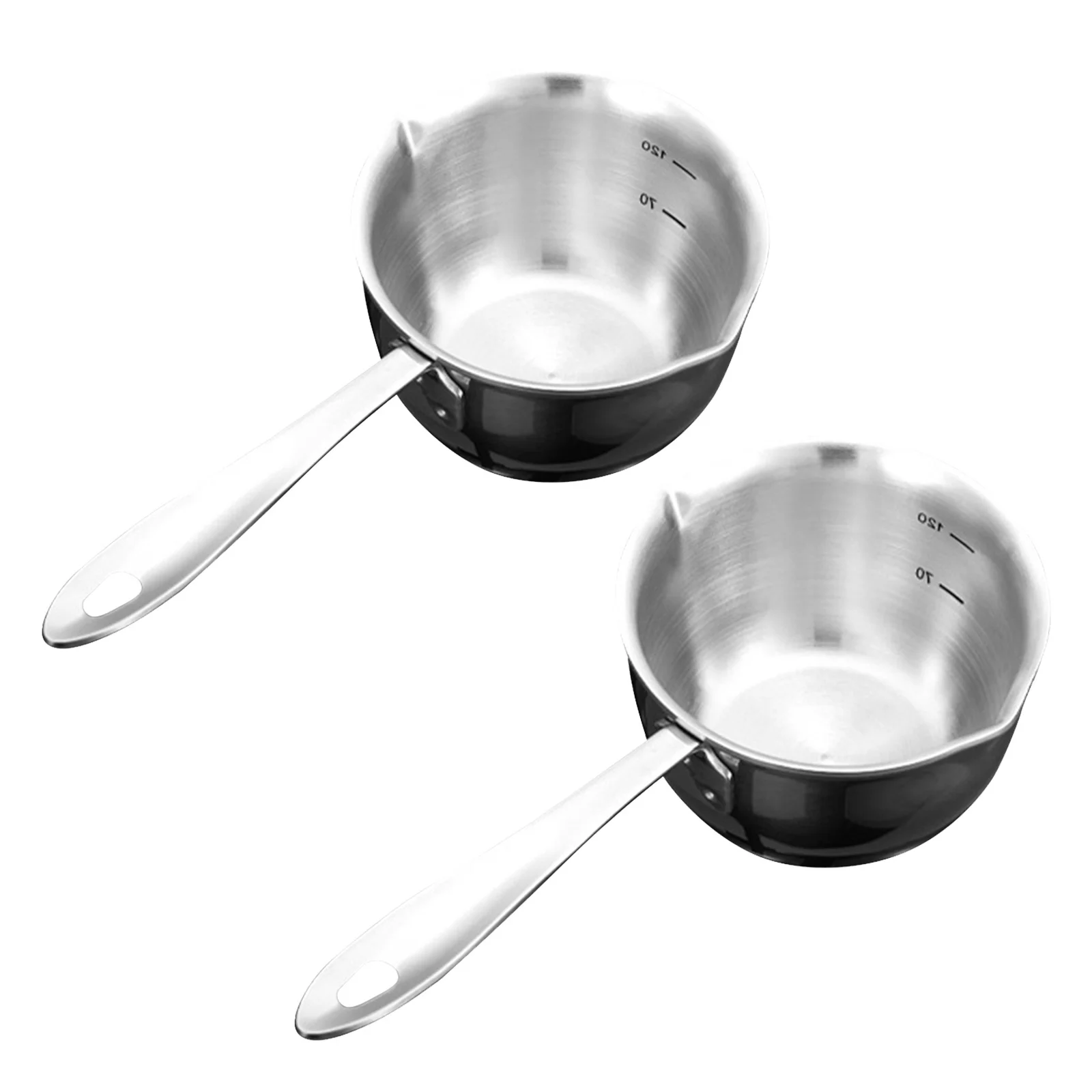 

2Pcs Mini Stainless Steel Oil Heating Pot Deep Sauce Pan Milk Butter Warmer Chocolate Candy Melting Pan Compact 125Ml