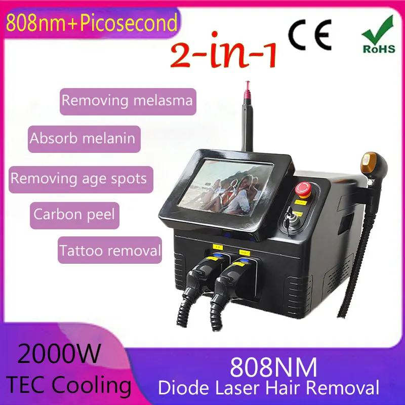 2-in-1 Picosecond Laser Ice Point Hair Removal Device for Removing Melasma Tattoos and Painless Hair Removal