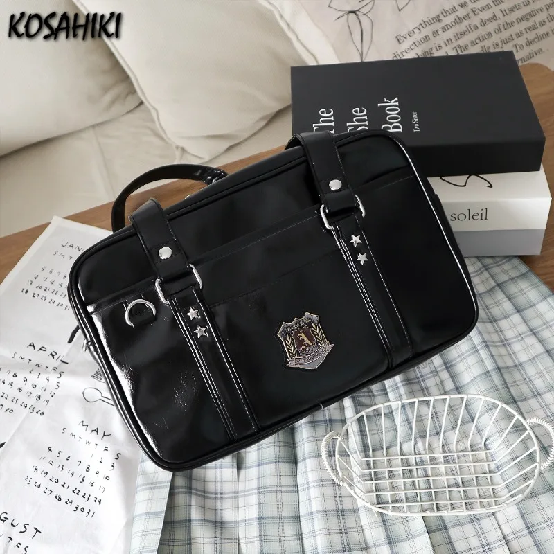 

Y2k Aesthetic Preppy Jk Girls Shoulder Bags Fashion Pu Leather Vintage Underarm Bag Japanese Simple All Match Women's Handbags
