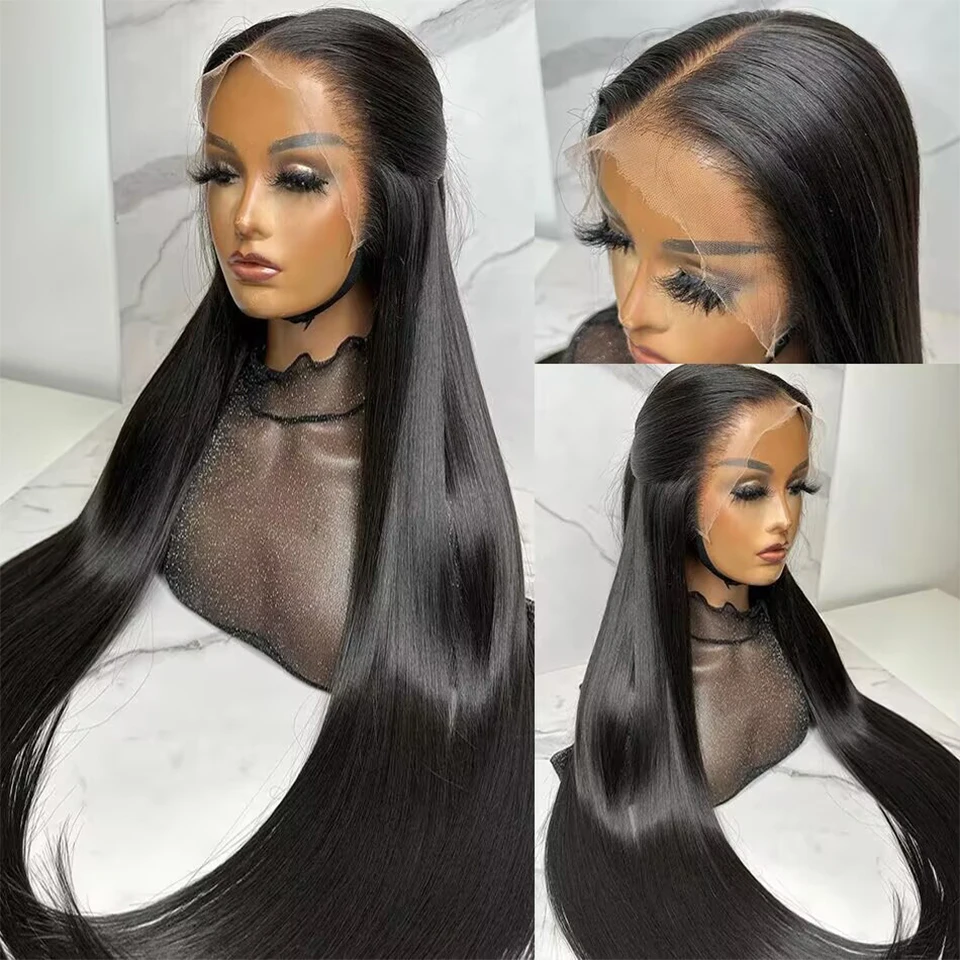 SDD 200% Density 13x4 Lace Front Human Hair Wigs Double Drawn Straight Human Hair Wigs for Women Natural Black Wigs Human Hair