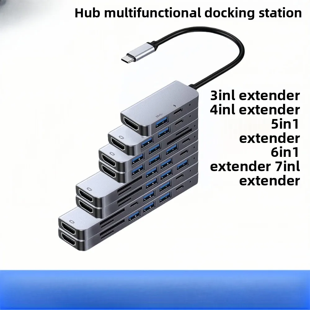 Spot Seven in One Expansion Dock Multifunctional High-speed Hub Card Reader Type-C Network Port USB Multi Port Expansion Dock