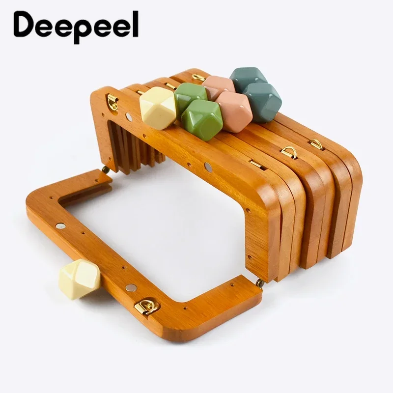 1pc Deepeel 20*8cm Resin Head Wooden Bag Closure Handle Purse Sewing Brackets Kiss Clasp DIY Handbag Sew Kit Handles Accessory