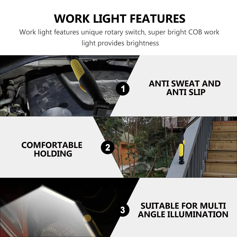 

Rechargeable Cordless LED Lamp Charging Work Light Camping Outdoor Magnetic Yellow Rubber