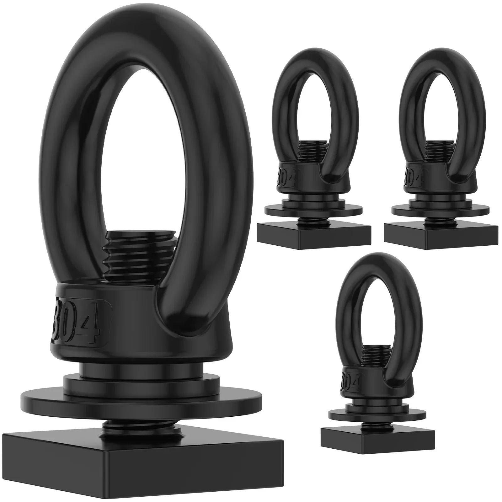 4Pcs Stainless Steel T Track Mount Tie Down Anchor Heavy Duty M8 Ring Shaped Eye Bolt Rings for Car Roof Rack Ropes Hold Cord