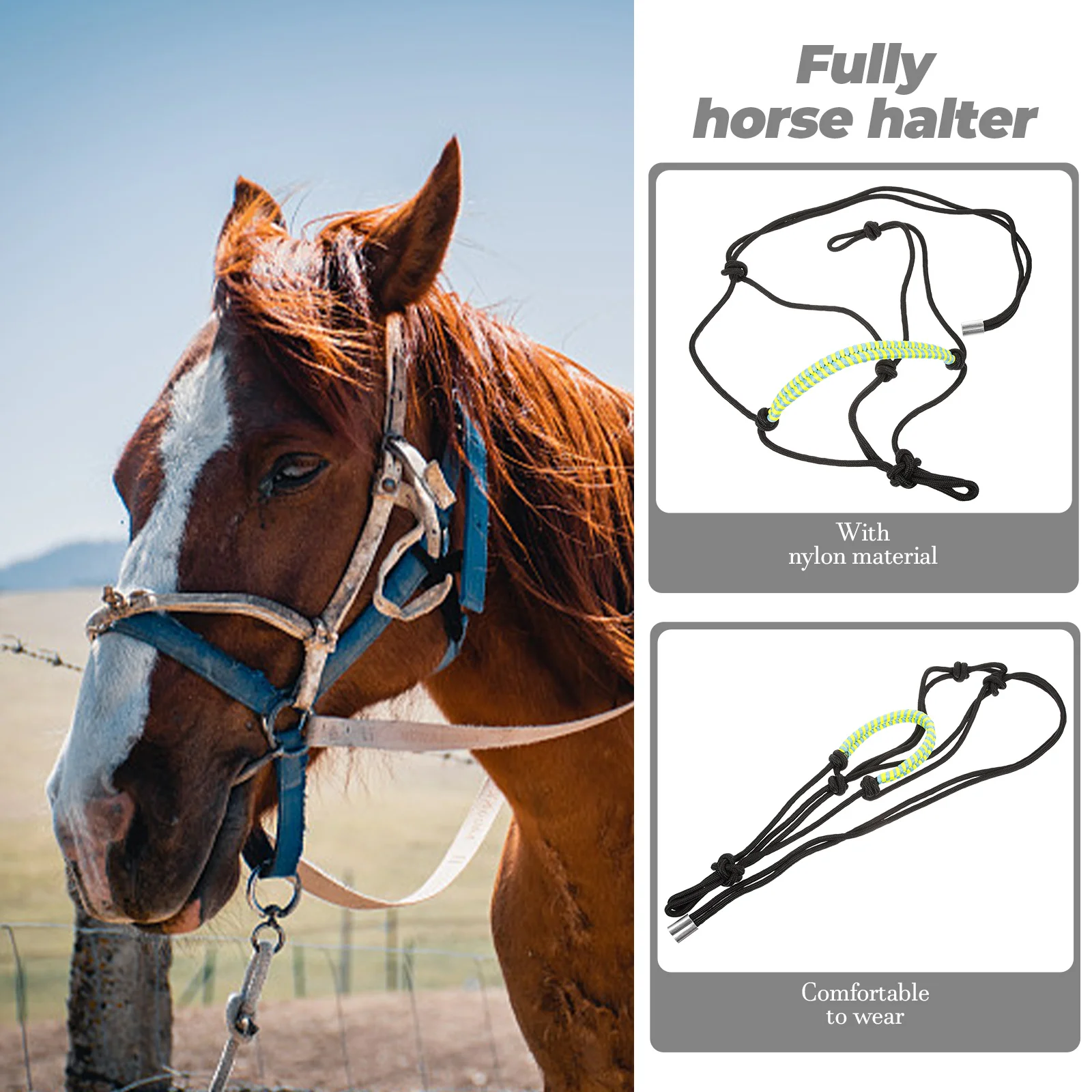 Lifting Strap Horse Head Rope Show Halter Suspenders 6800X4500X250CM Bridle Training Equipment Halters for Horses