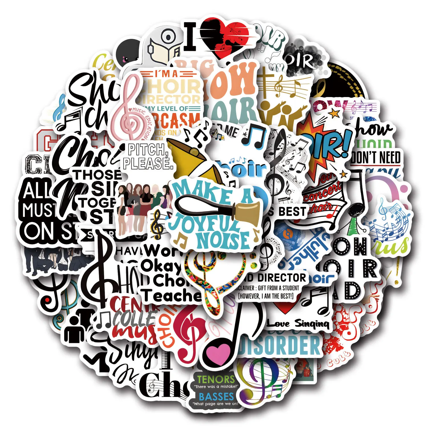 10/30/55/110PCS Funny Choir Stickers Music Graffiti Sticker Scrapbook Luggage Laptop Guitar Car Bike Cartoon Decals Kids Toys