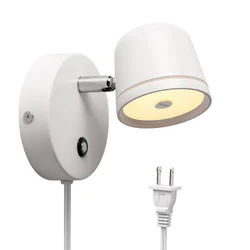 Adjustable Dimmable LED Plug in Wall Sconces Modern Wall Light Indoor with Touch Switch Bedside Lamp Aluminum Light Fixture